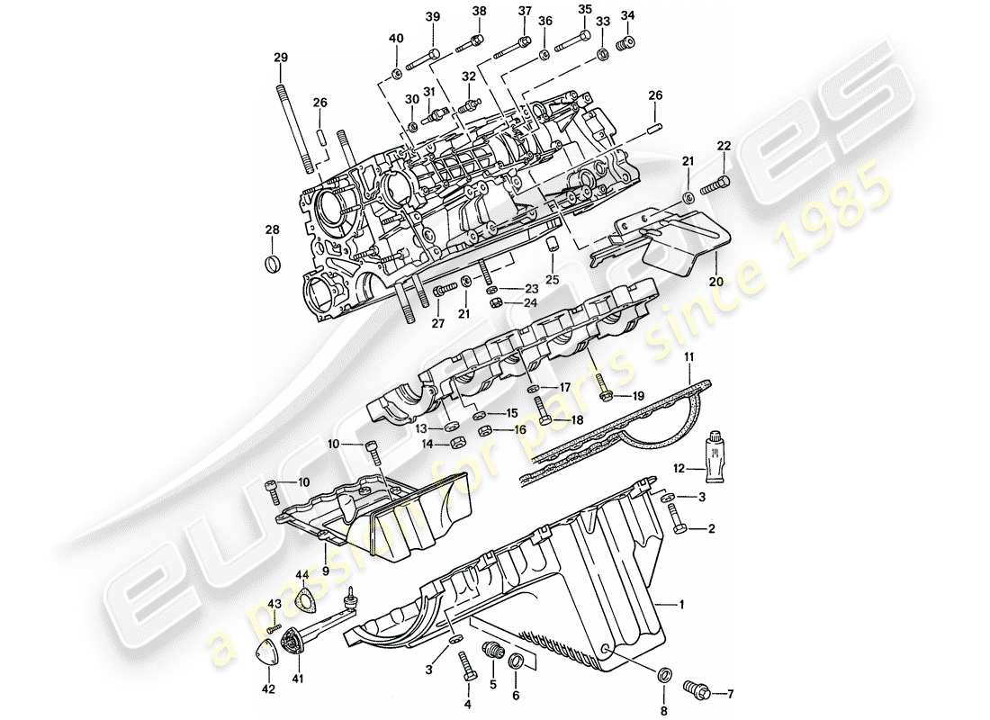 porsche 1986 (944) basamento - fissaggi - d - mj 1987>> schema delle parti