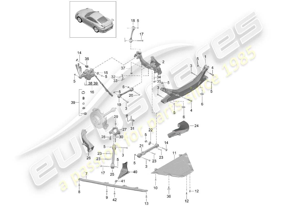 porsche 2017 (991-2 turbo) membro trasversale diagramma delle parti