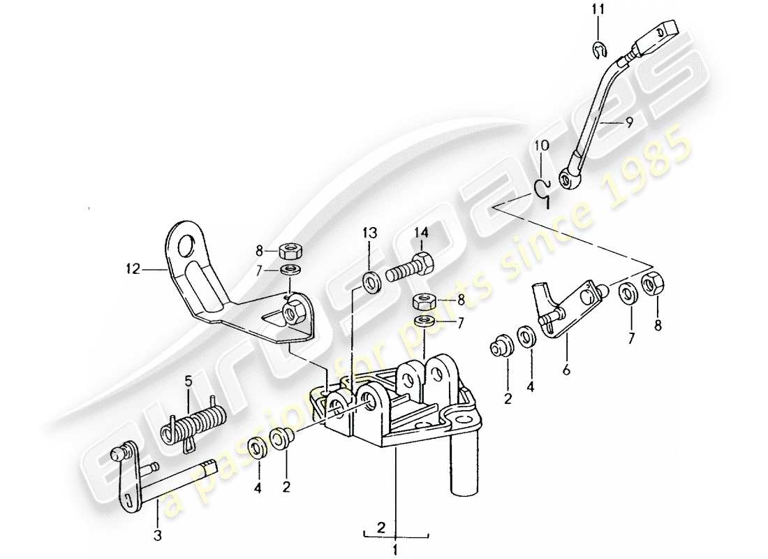 porsche 1990 (964) staffa - collegamento acceleratore schema delle parti
