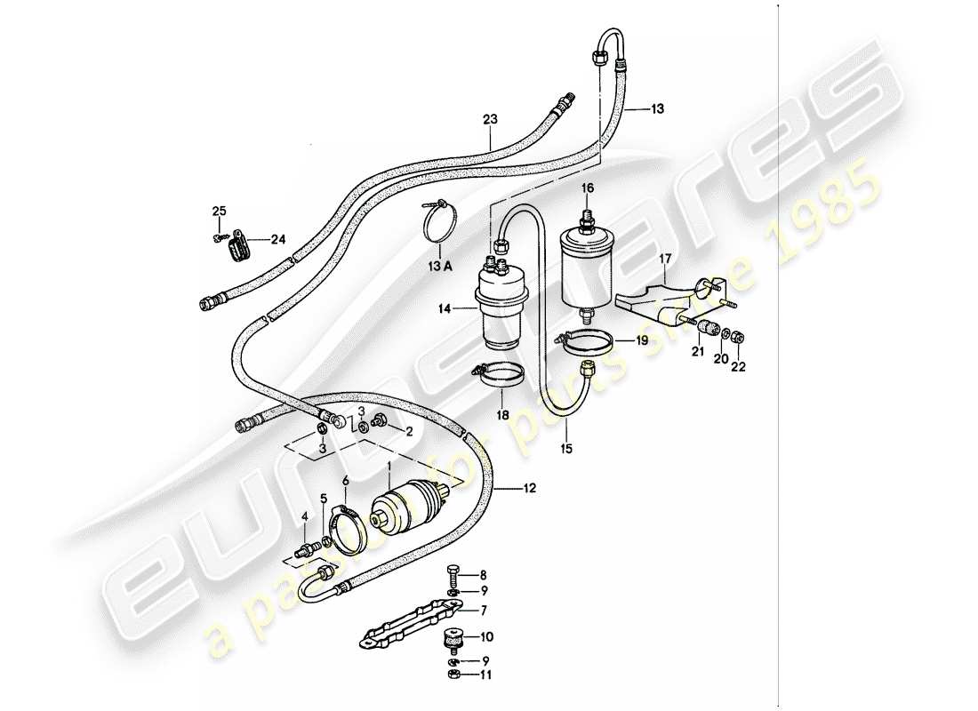 porsche 1988 (911) sistema di alimentazione carburante diagramma delle parti