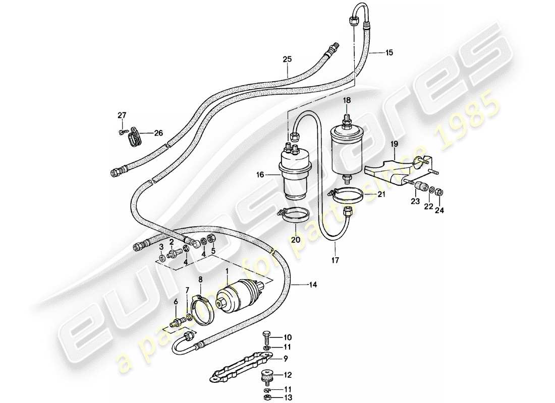 porsche 1979 (911) sistema di alimentazione carburante diagramma delle parti