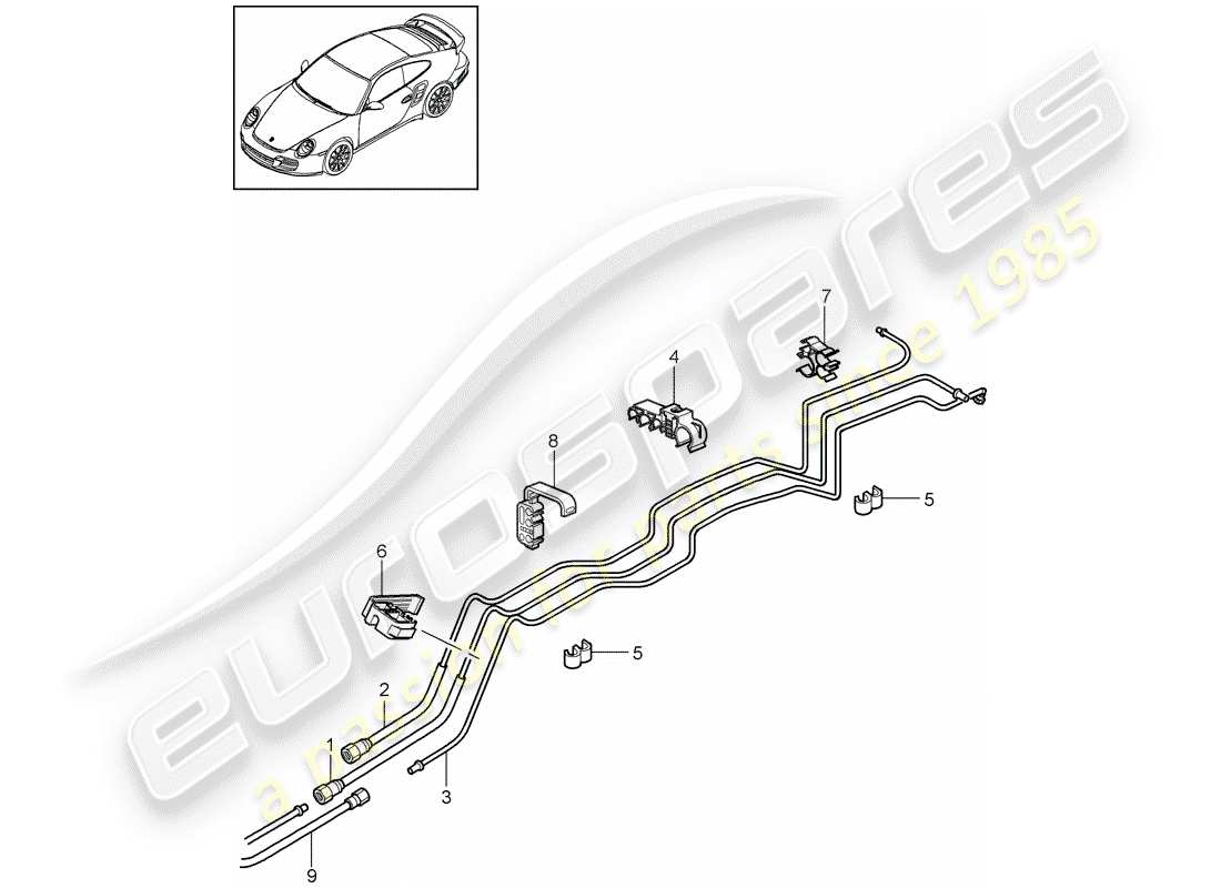 porsche 2011 (997-2 turbo / gt2 rs) schema delle parti del sistema di alimentazione