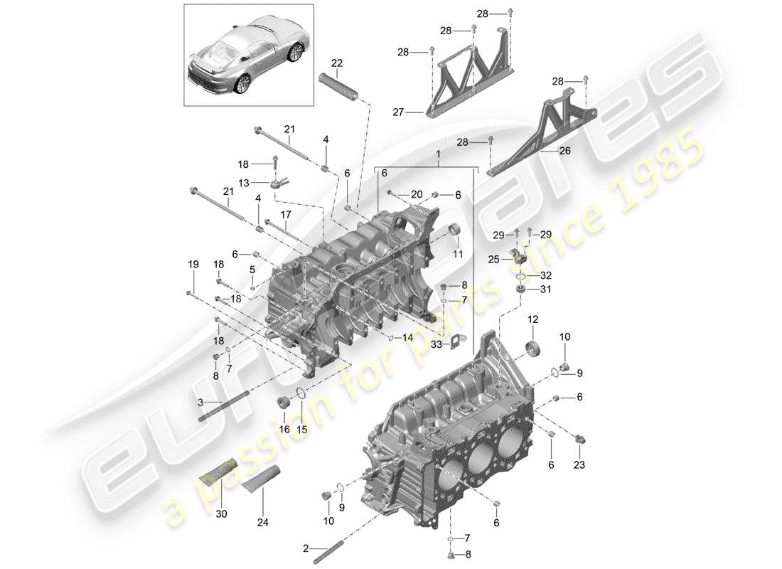 porsche 2014 (991-1 r/gt3/rs) basamento diagramma delle parti