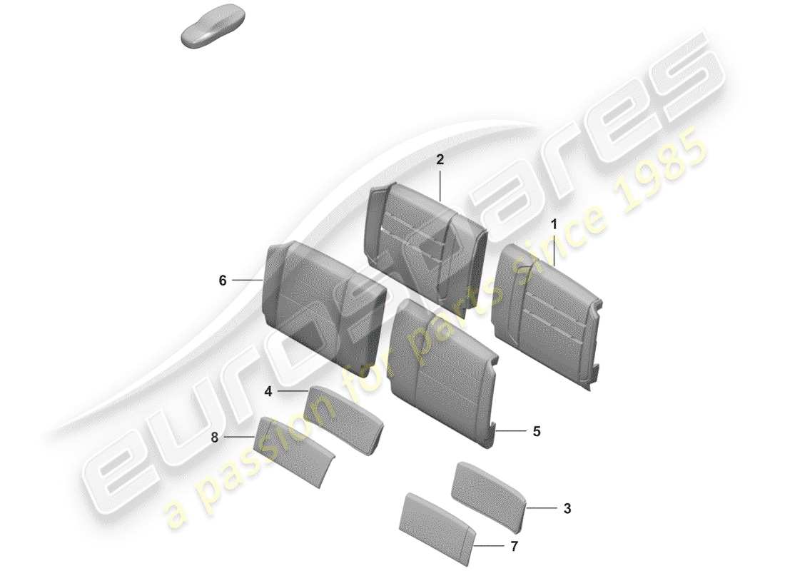 porsche 2019 (992-1) parte in schiuma diagramma delle parti