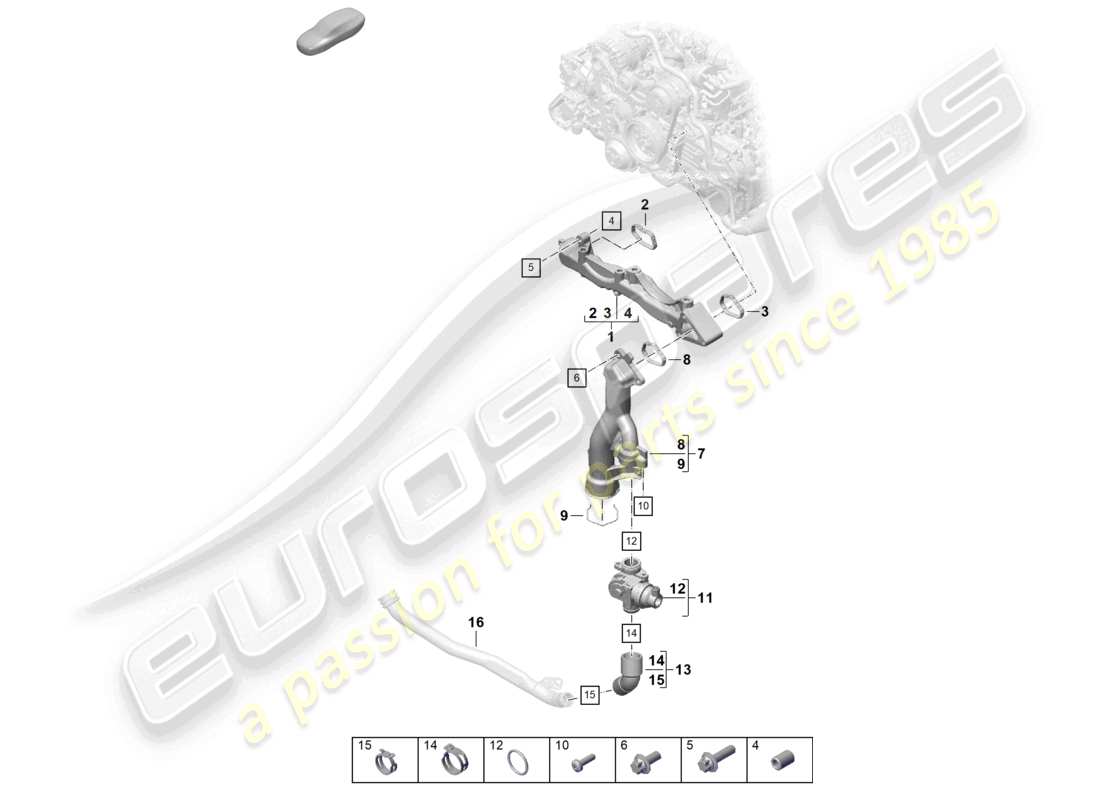 porsche 2018 (718 boxster) supporto di montaggio tubo refrigerante diagramma delle parti