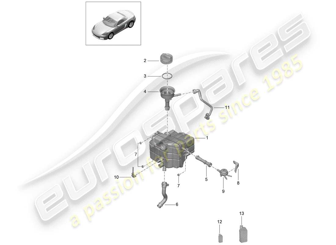 porsche 2018 (718 boxster) diagramma delle parti del raffreddamento ad acqua