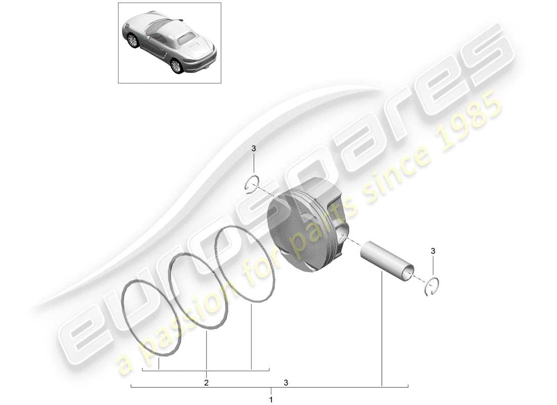porsche 2018 (718 boxster) diagramma delle parti del pistone