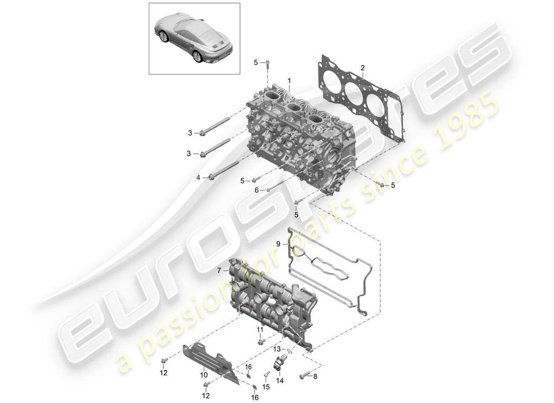 porsche 2020 (991-2 turbo) testata diagramma delle parti