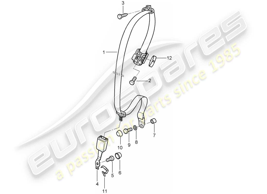 porsche 2005 (997-1) cintura di sicurezza diagramma delle parti