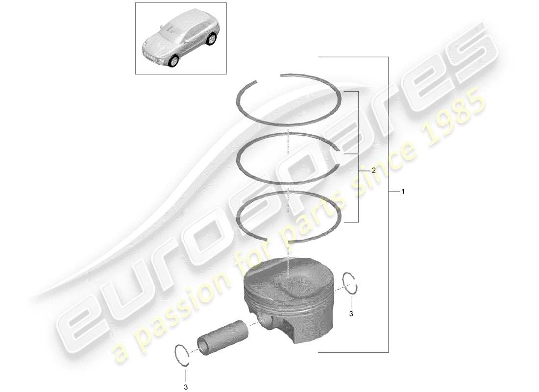 porsche 2018 (macan) diagramma delle parti del pistone