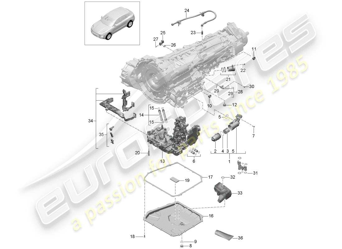 porsche 2018 (macan) - pdk - diagramma delle parti