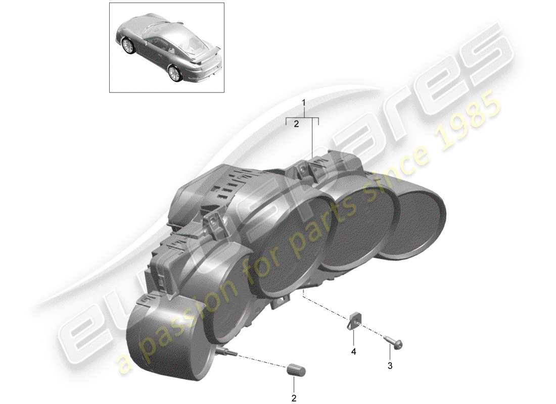 porsche 2016 (991-1 r/gt3/rs) diagramma delle parti quadro strumenti