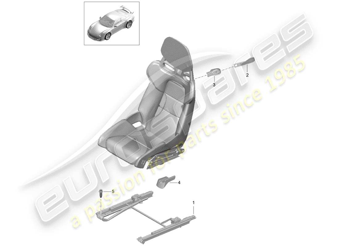 porsche 2016 (991-1 r/gt3/rs) posto a sedere diagramma delle parti