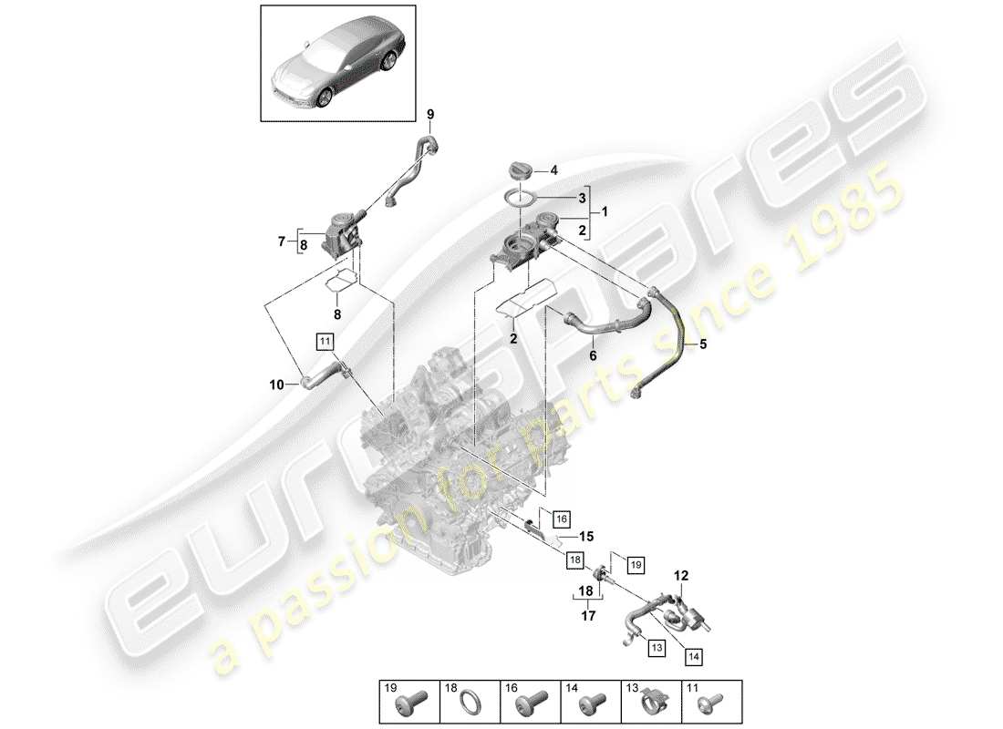 porsche 2019 (panamera 971-1) ventilazione per blocco cilindri diagramma delle parti