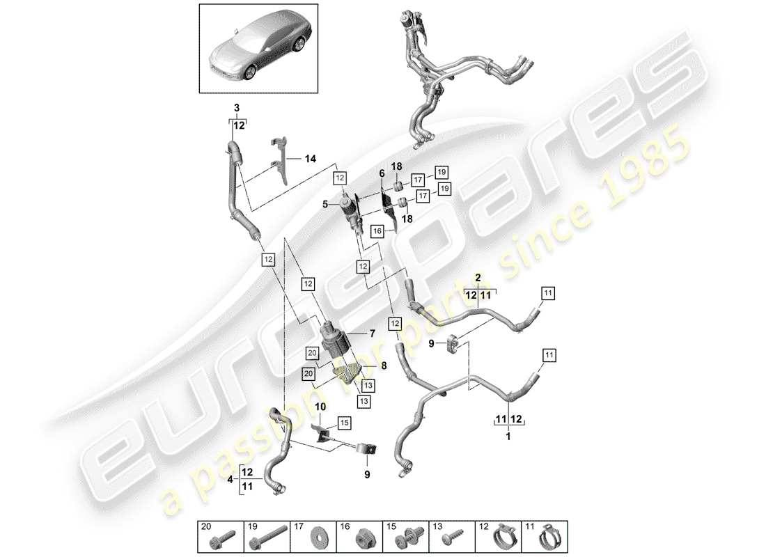 porsche 2017 (panamera 971-1) diagramma delle parti del riscaldatore
