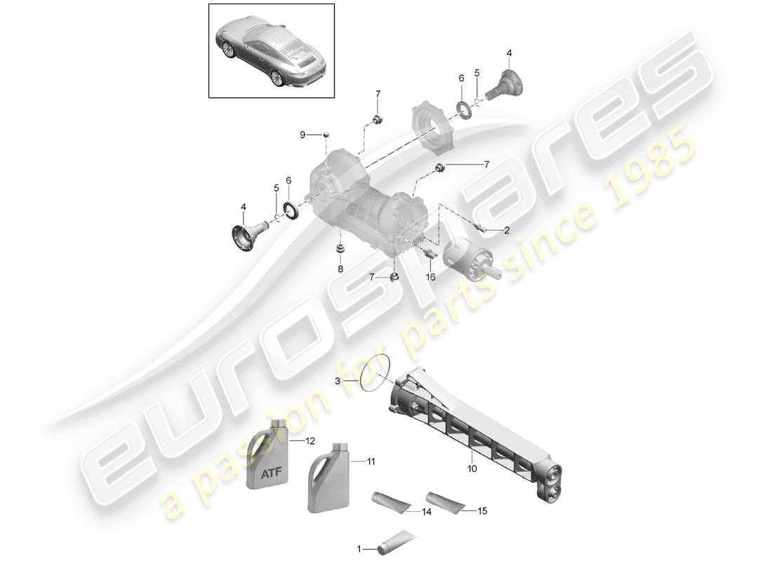 porsche 2019 (991-2) differenziale assale anteriore diagramma delle parti