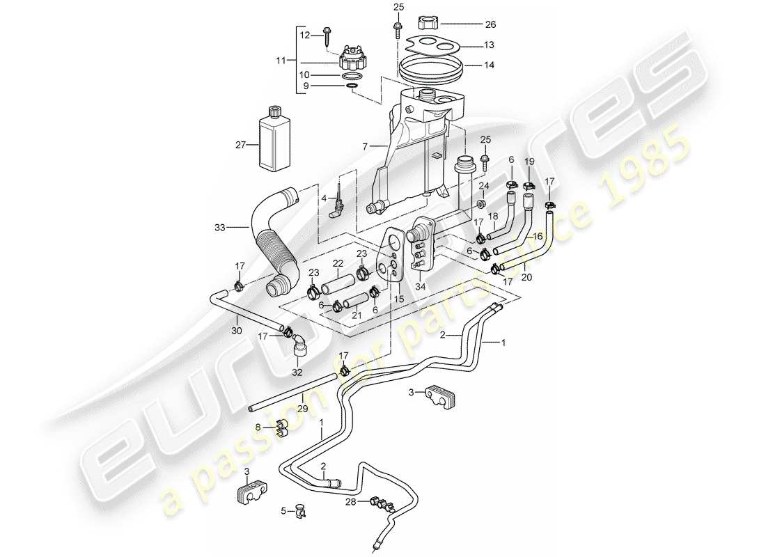 porsche 2007 (987 boxster) raffreddamento ad acqua 4 diagramma delle parti