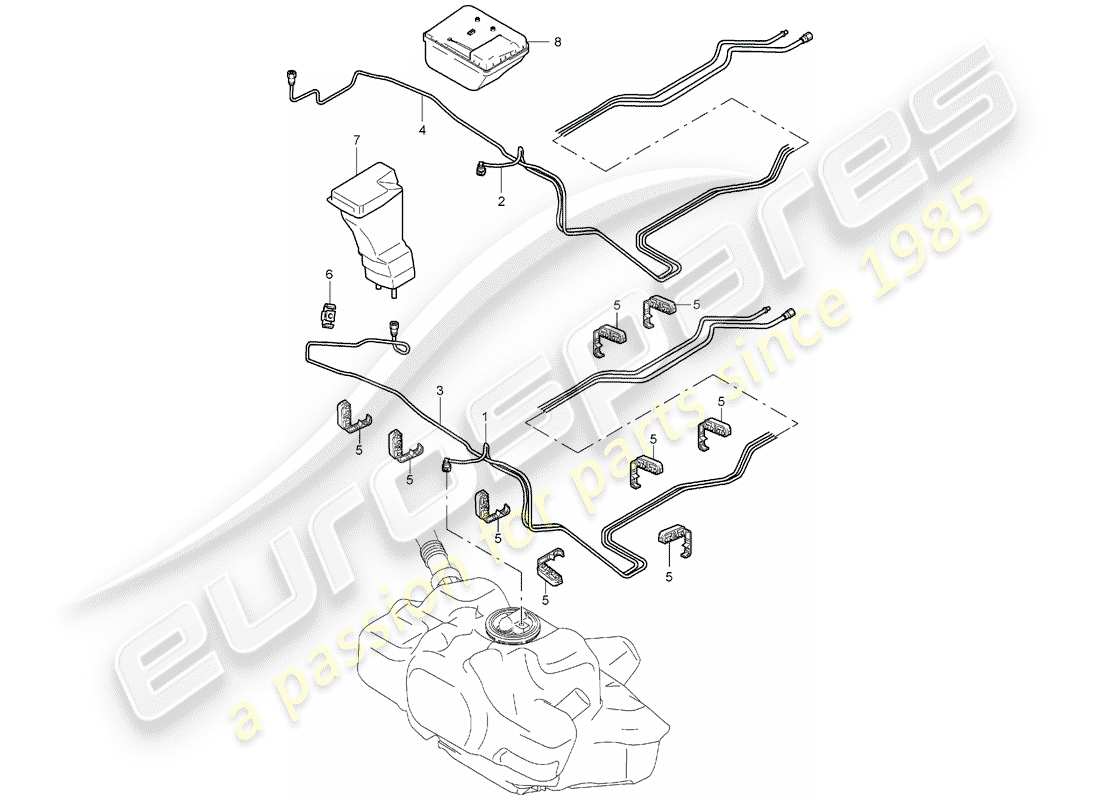 porsche 2007 (987 boxster) sistema di alimentazione carburante diagramma delle parti