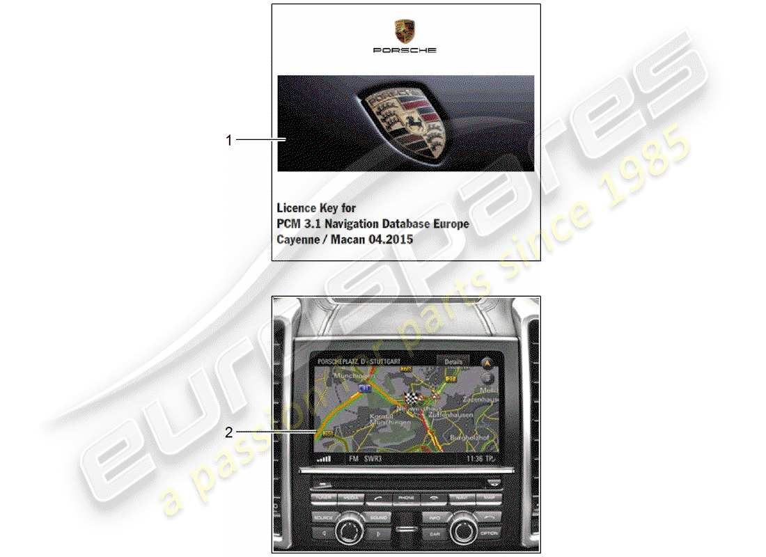 porsche 2006 (tequipment cayenne) sistema di navigazione diagramma delle parti
