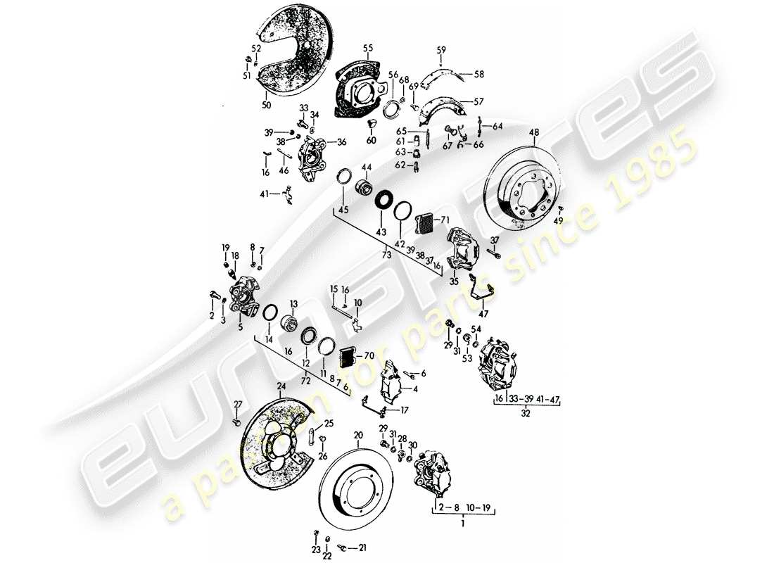 porsche 1963 (356b/356c) diagramma della parte del freno