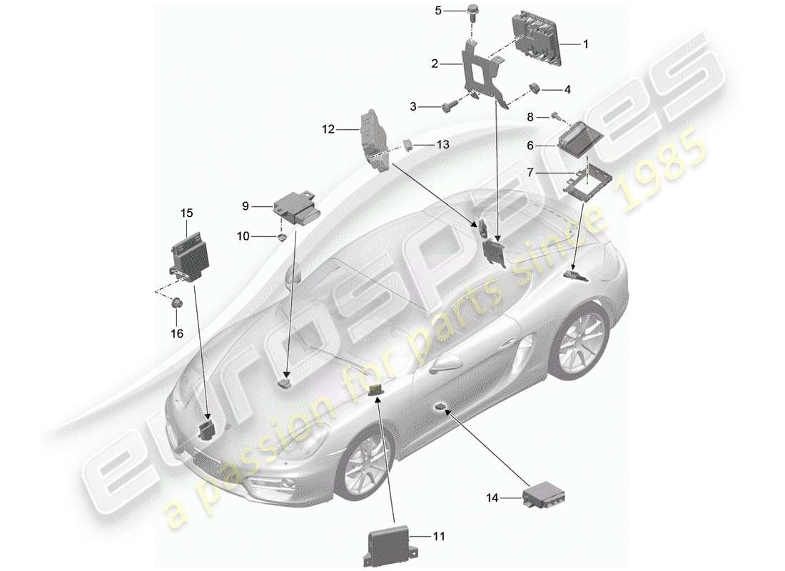 porsche 2015 (981 cayman) unità di controllo schema delle parti
