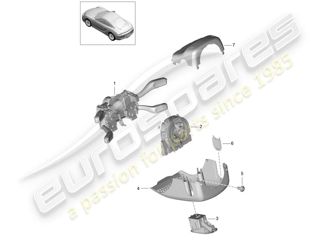 porsche 2015 (981 cayman) interruttore piantone dello sterzo schema delle parti