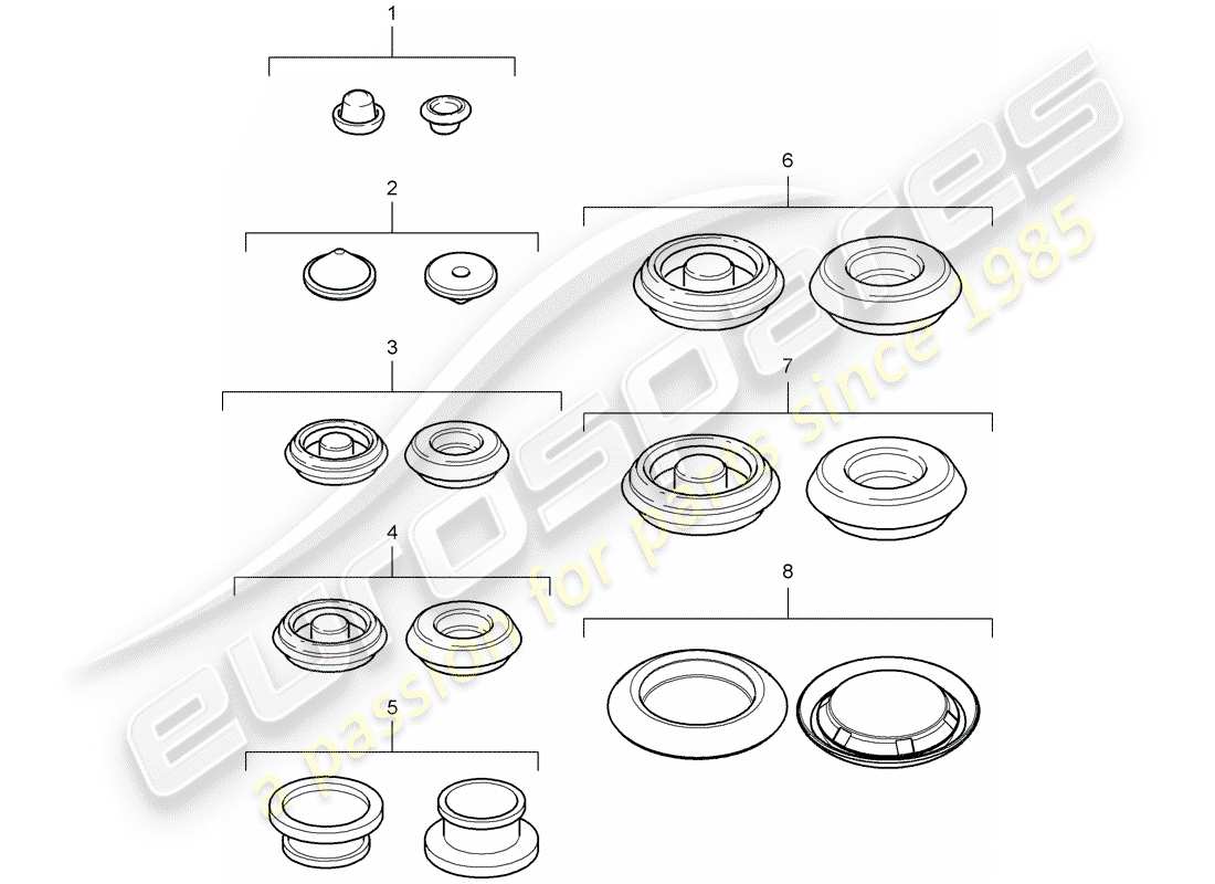 porsche 2008 (997-1 gt3) tappo diagramma delle parti