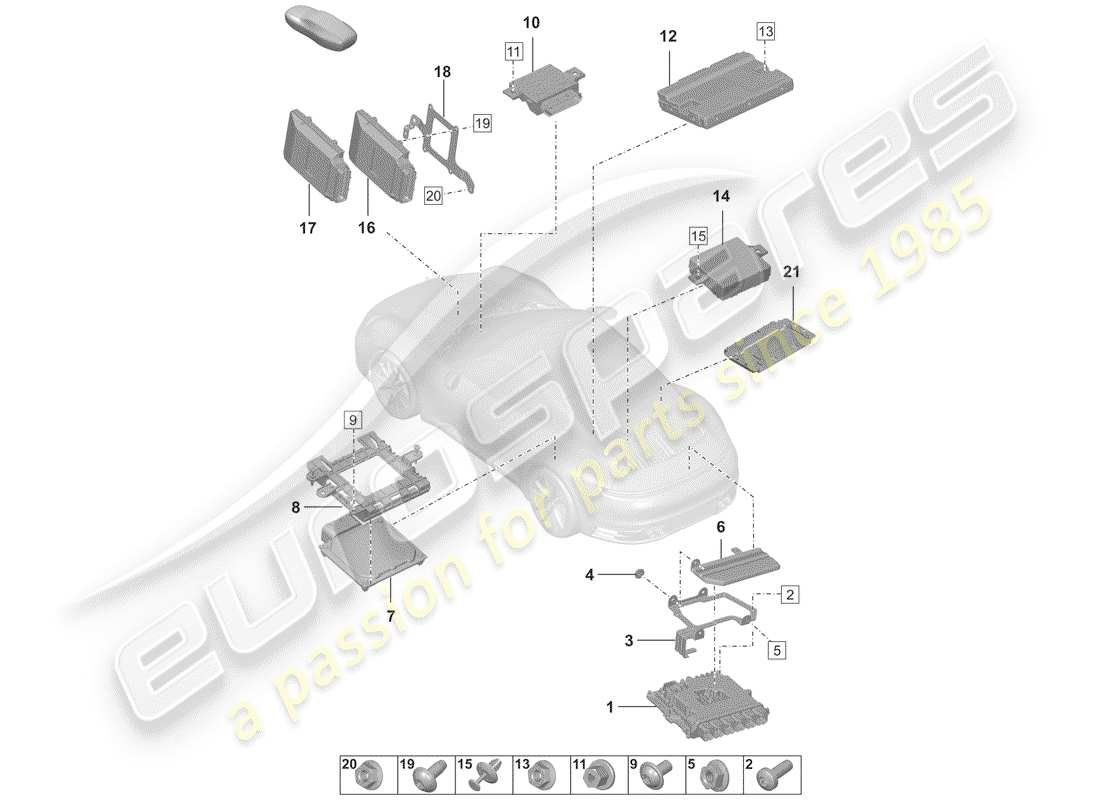 porsche 2019 (992-1) unità di controllo schema delle parti