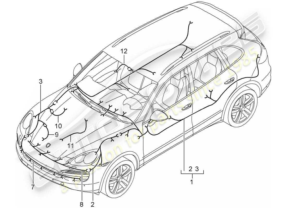 porsche 2014 (cayenne e2 92a) cablaggi elettrici schema delle parti
