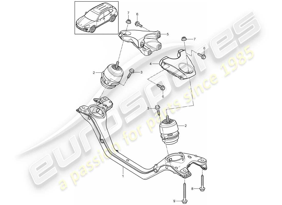 porsche 2013 (cayenne e2 92a) attrezzatura di sollevamento motore schema delle parti