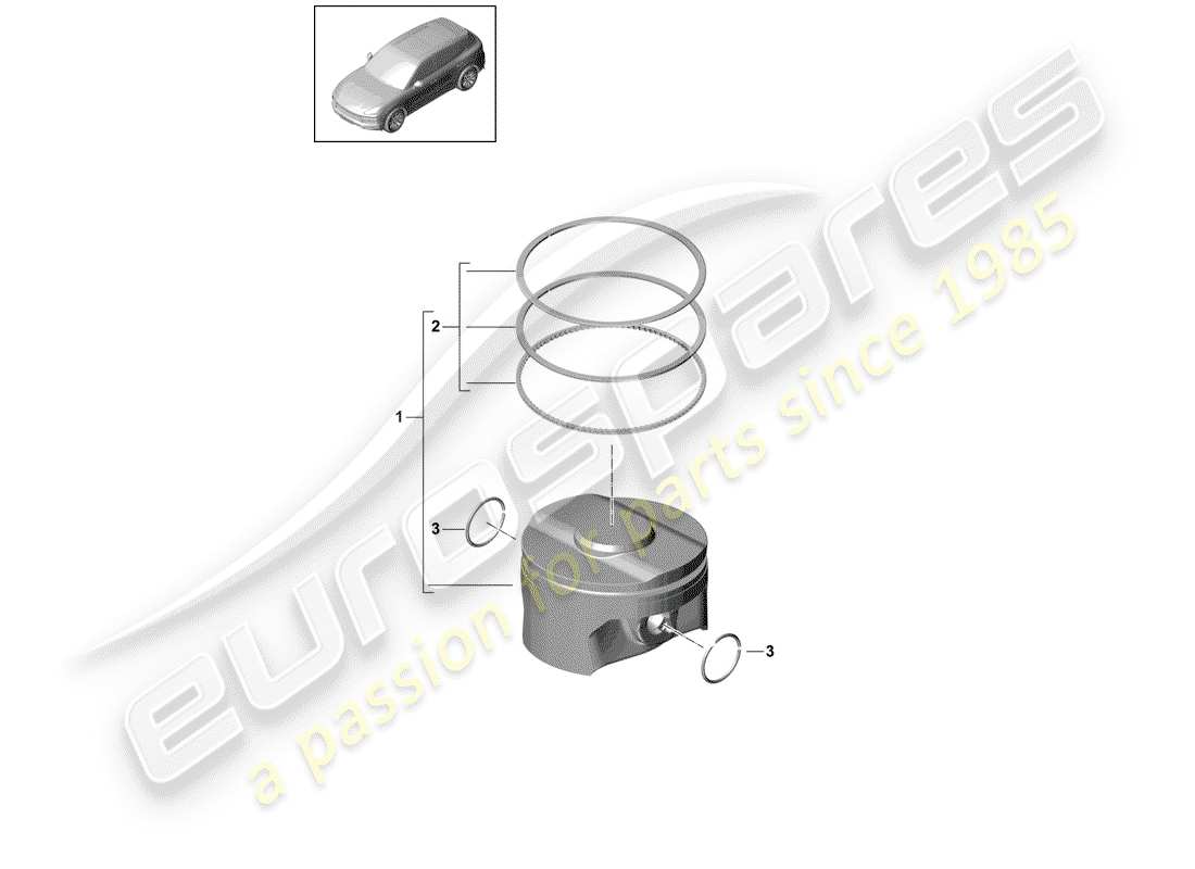 porsche 2019 (cayenne e3 9ya/9yb) pistone completo schema delle parti