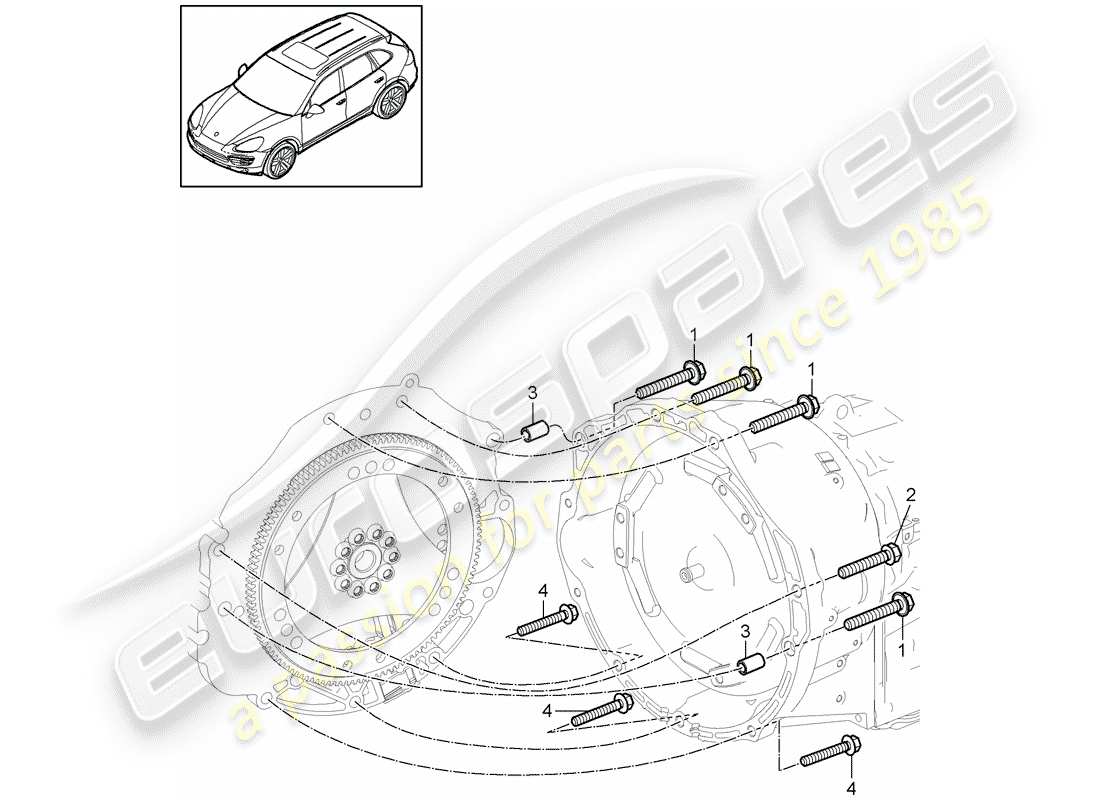 porsche 2012 (cayenne e2 92a) parti di montaggio per motore e diagramma delle parti