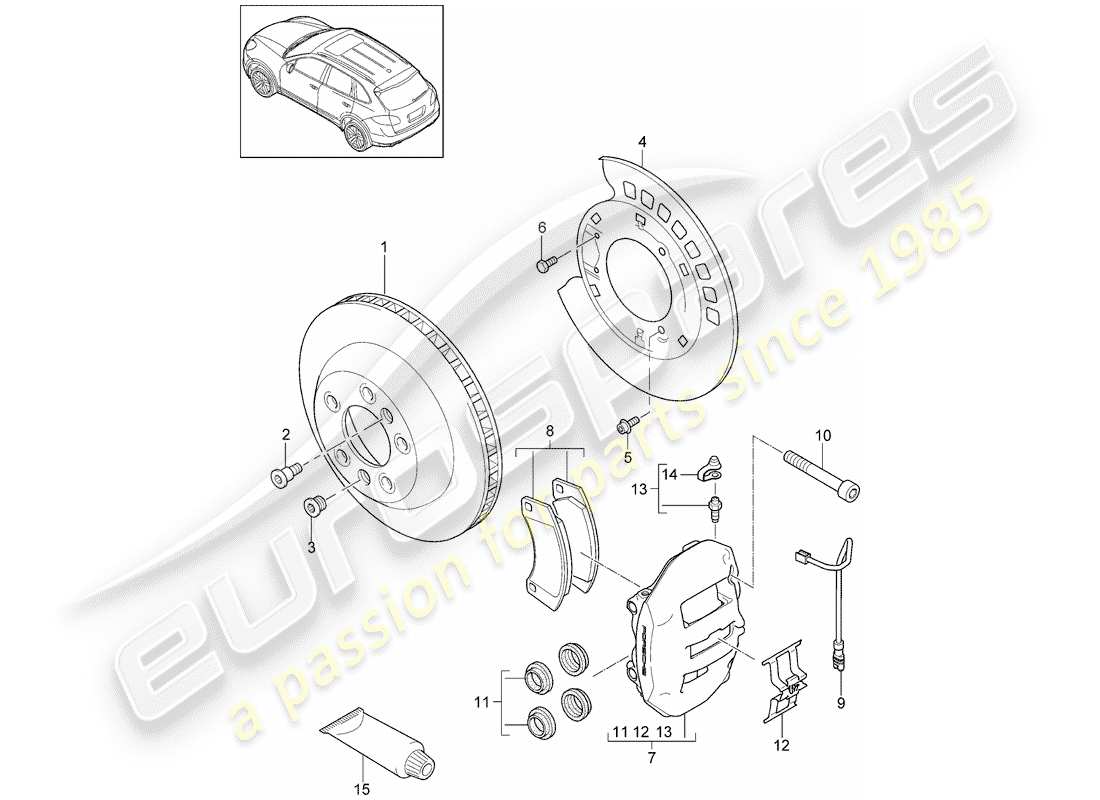 porsche 2012 (cayenne e2 92a) freni a disco diagramma delle parti