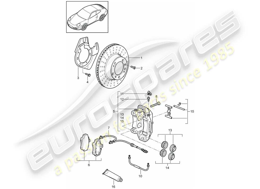 porsche 2012 (997-2) freni a disco diagramma delle parti