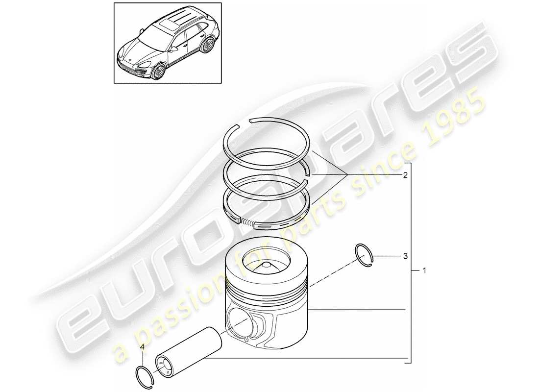porsche 2014 (cayenne e2 92a) diagramma delle parti del pistone
