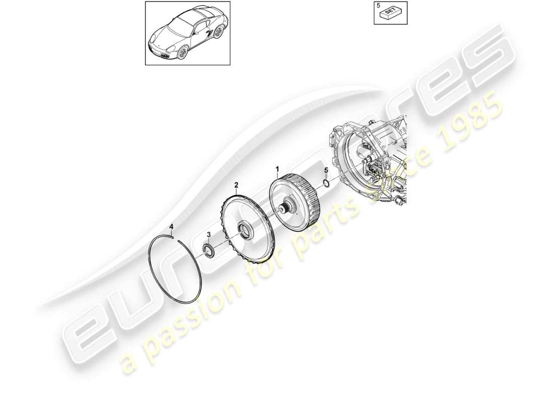 porsche 2010 (987 cayman) - pdk - schema ricambi frizione cambio a doppia frizione
