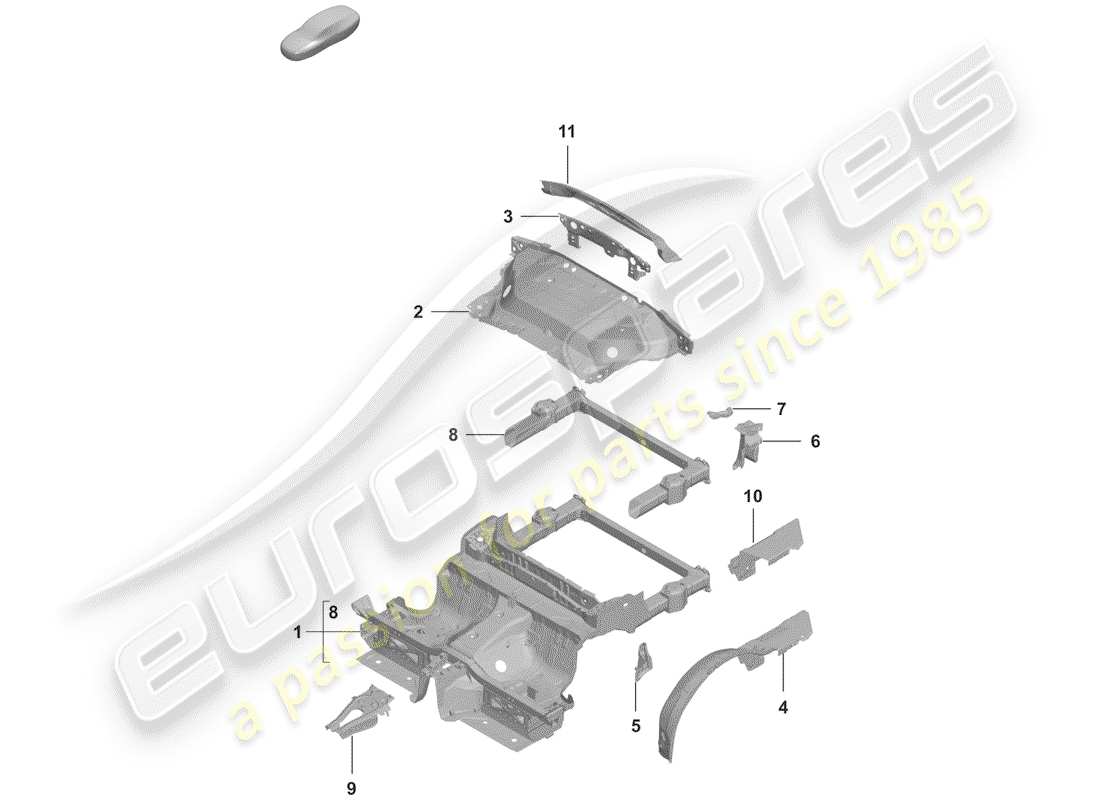 porsche 2019 (992-1) schema delle parti estremità posteriore