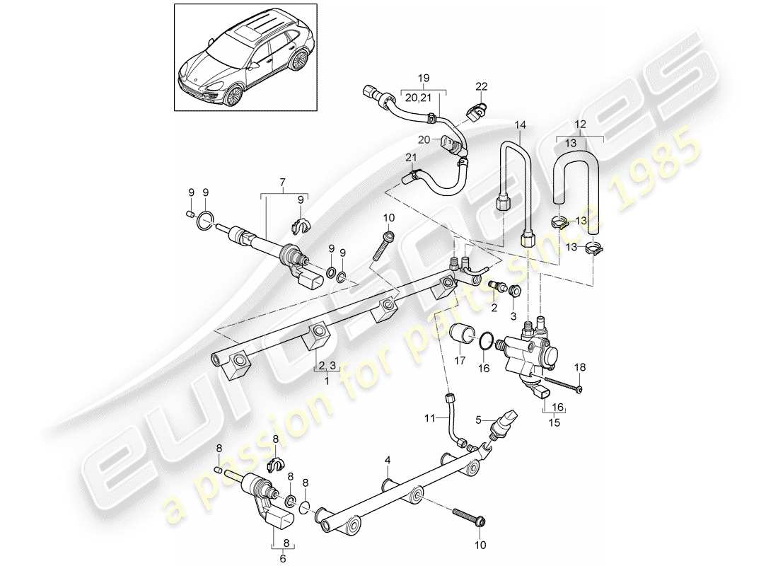 porsche 2013 (cayenne e2 92a) tubo raccolta carburante schema delle parti