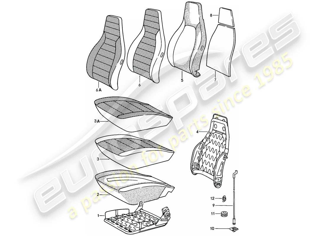 porsche 1982 (928) sedile anteriore - parti singole - d - mj 1980>> schema delle parti