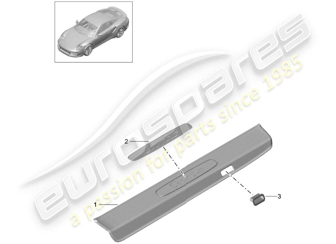 porsche 2020 (991-2 turbo) battitacco - pannello sottoporta diagramma delle parti