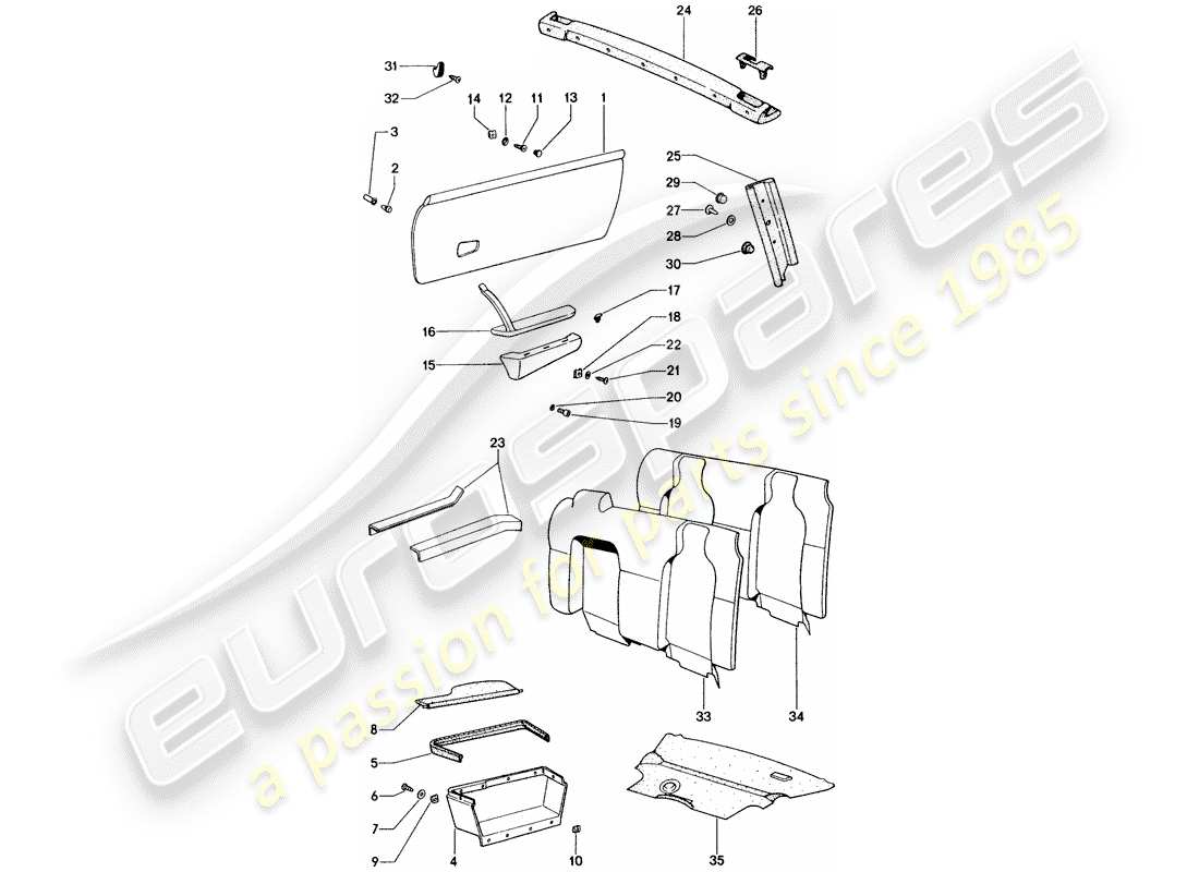 porsche 1974 (914) attrezzature interne diagramma delle parti