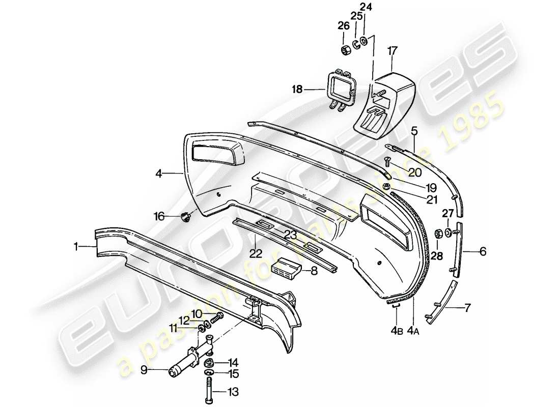 porsche 1985 (928) paraurti diagramma delle parti