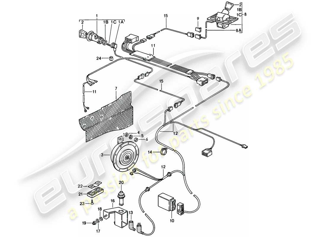porsche 1978 (928) sistema d'allarme diagramma delle parti