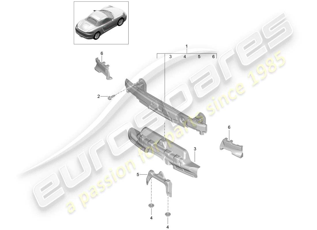porsche 2020 (718 boxster) staffa paraurti diagramma delle parti