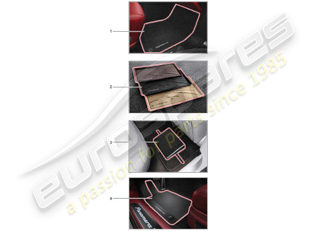 porsche 2013 (tequipment panamera) tappetino (gomma) diagramma delle parti