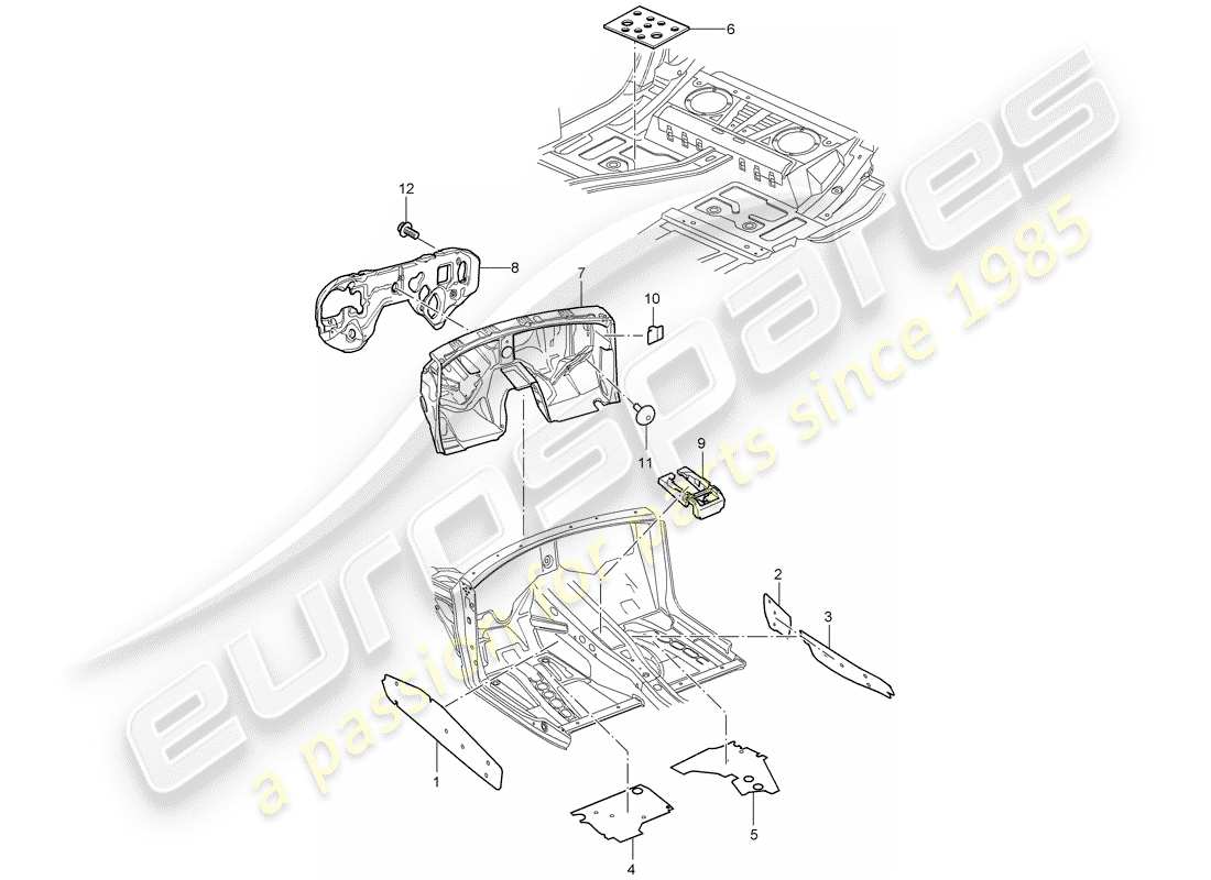 porsche 2003 (cayenne e1 9pa) assorbitore acustico diagramma delle parti
