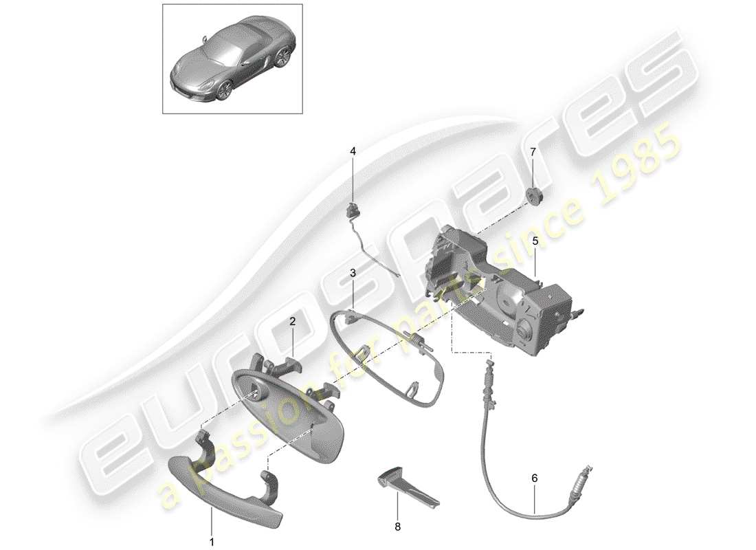 porsche 2015 (981 boxster) diagramma delle parti maniglia della portiera