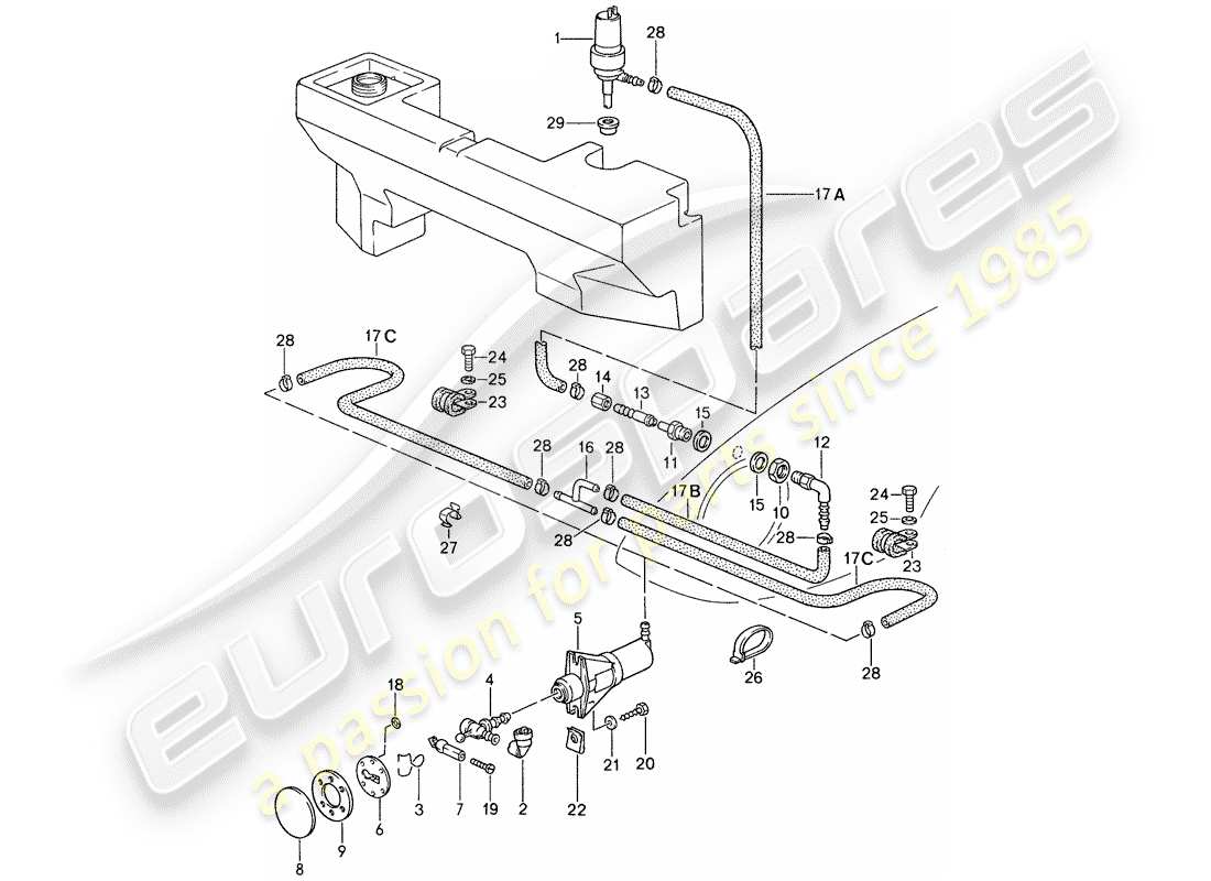 porsche 1987 (959) impianto rondella diagramma delle parti