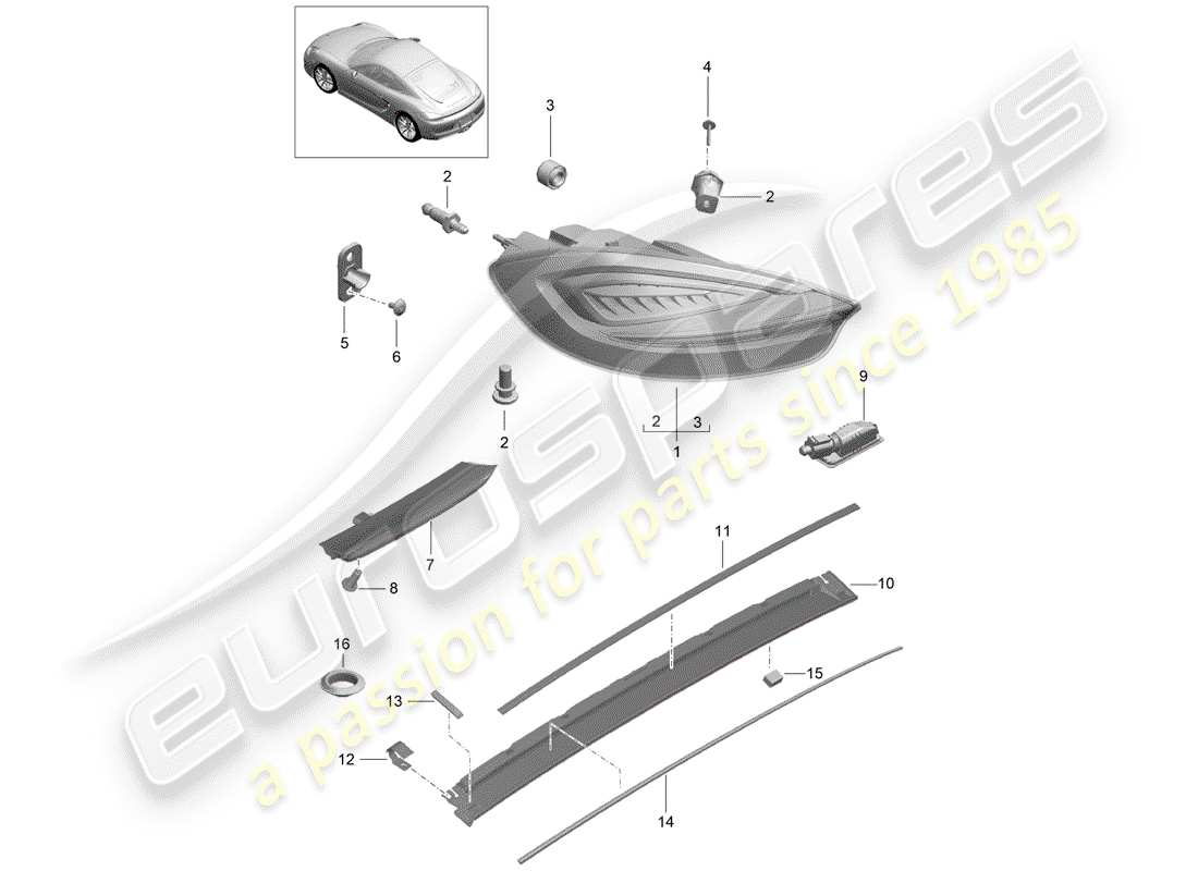 porsche 2015 (981 cayman) schema delle parti luce posteriore