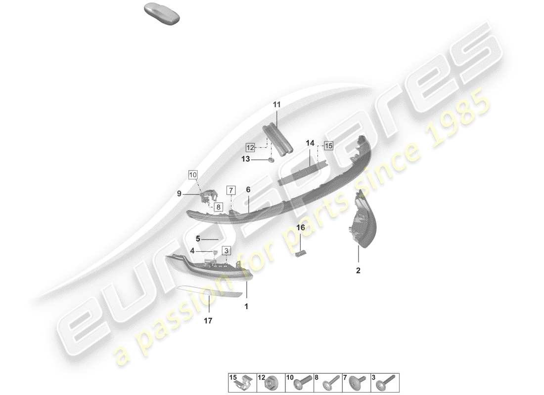 porsche 2019 (992-1) schema delle parti luce posteriore